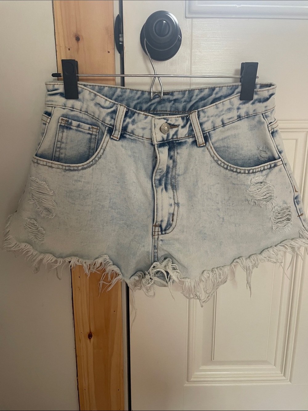 SHEIN Light Blue Distressed Denim Shorts